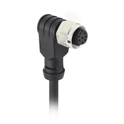 M12 A-coded 8-pin Molded Female Right-angle Connector with 8×24AWG Unshielded Cable